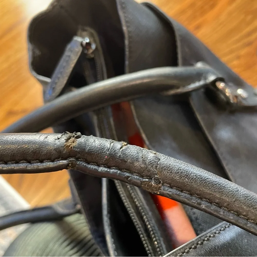 Tumi Black Textured Leather Tote